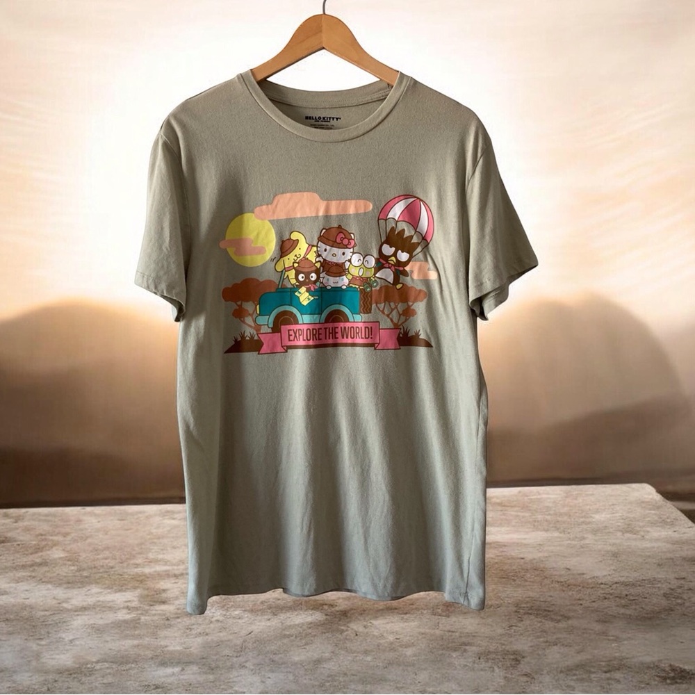 Hello Kitty & Friends "Explore the World" Safari Graphic Tee XL Sage Green
